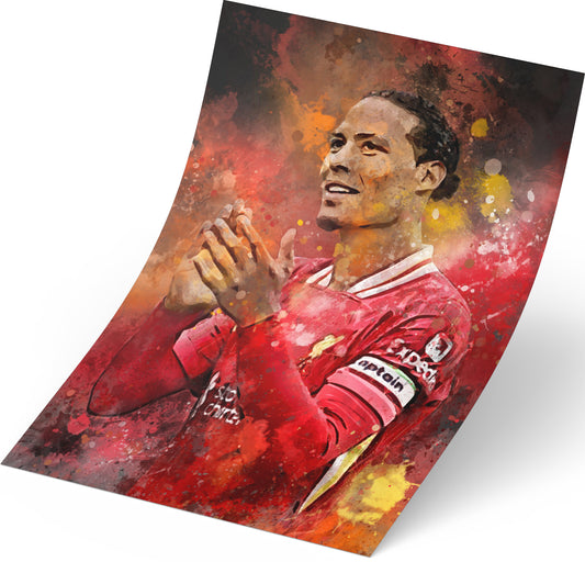 Virgil van Dijk voetbal wanddecoratie - Losse poster - Voetbal fan cadeau