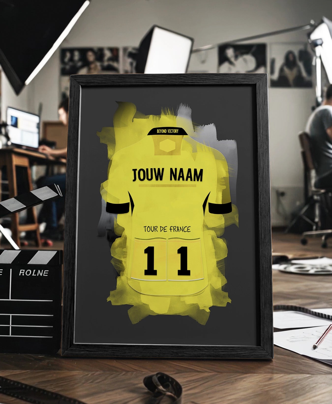 Poster Wielrennen met personalisatie - Ingelijste poster