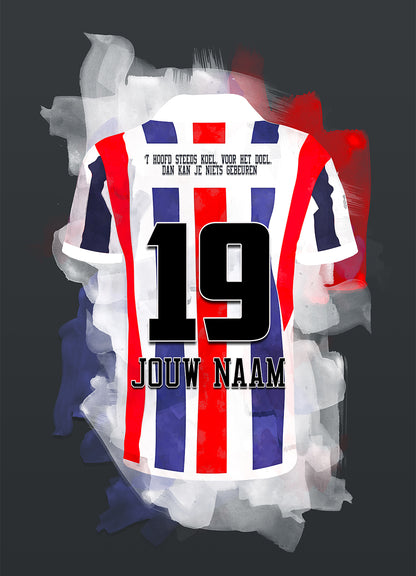 Willem 2 poster met eigen naam en rugnummer - Willem II poster met personalisatie