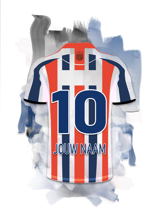 Willem 2 wanddecoratie - Losse poster - Witte achtergrond - Voetbal fan cadeau