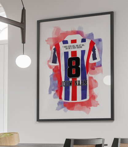 Willem 2 ingelijste poster met eigen naam en rugnummer - Willem II poster met personalisatie