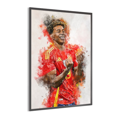 Lamine Yamal ingelijste poster - voetbal speler muur decoratie