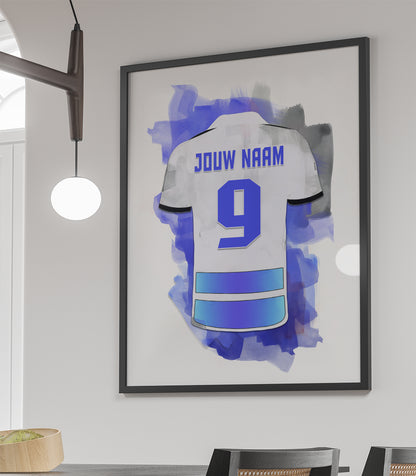 PEC Zwolle ingelijste poster met eigen naam en rugnummer - PEC Zwolle print met personalisatie
