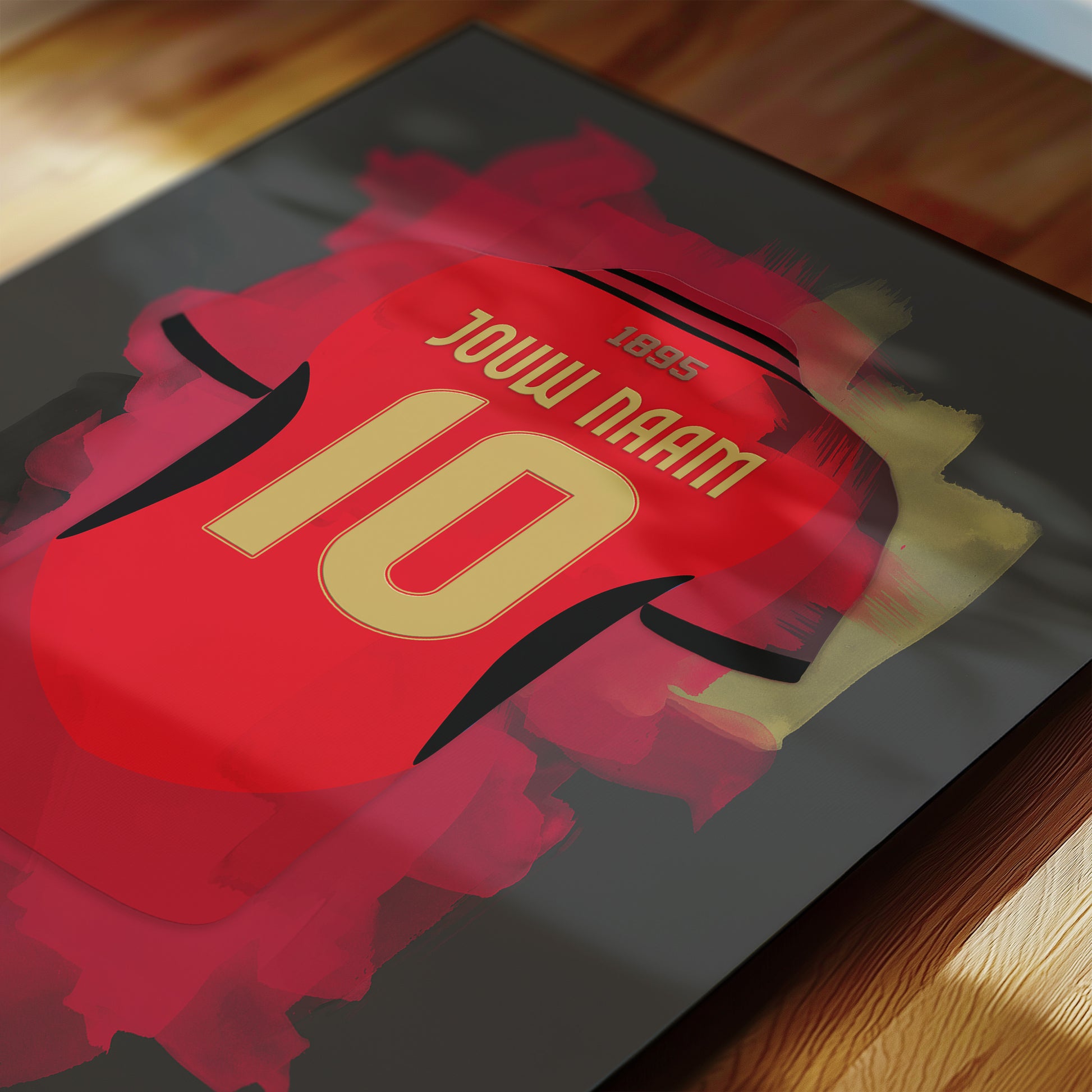 België voetbal poster met personalisatie bestellen op canvas, dibond, poster of ingelijste poster. 