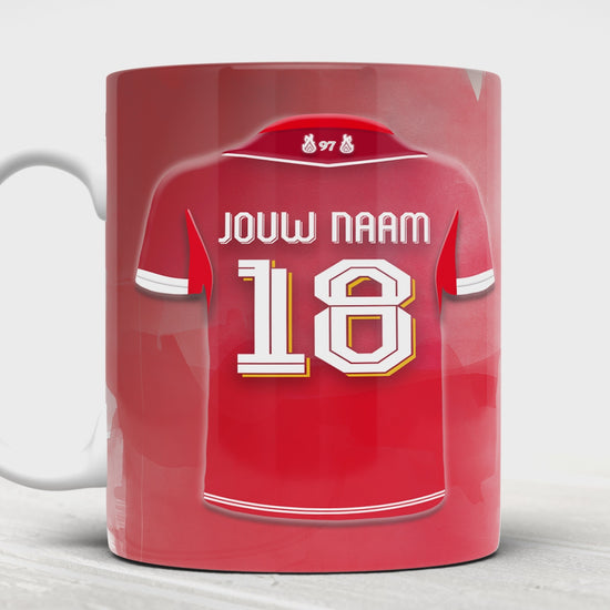 Liverpool FC voetbal mok met naam - Liverpool FC mok met personalisatie - Voetbal fan cadeau