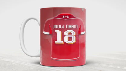 Liverpool FC voetbal mok met naam - Liverpool FC mok met personalisatie - Voetbal fan cadeau