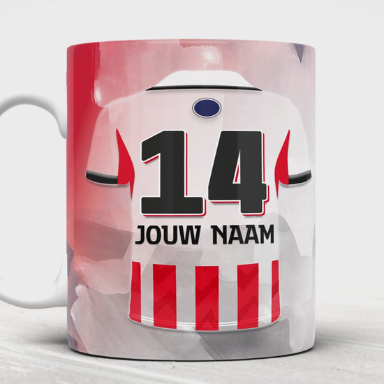 PSV Eindhoven mok met eigen naam - Voetbal fan cadeau