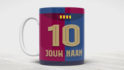 FC Barcelona Voetbal Mok Met Personalisatie Voetbal Cadeau