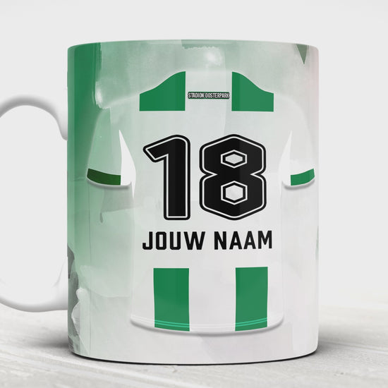 FC Groningen voetbal mok met naam - Voetbal mok met personalisatie - Voetbal fan cadeau