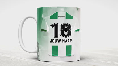 FC Groningen voetbal mok met naam - Voetbal mok met personalisatie - Voetbal fan cadeau