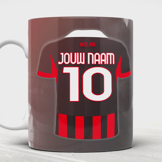 AC Milan mok met personalisatie - Eigen naam en rugnummer - Voetbal fan kado 