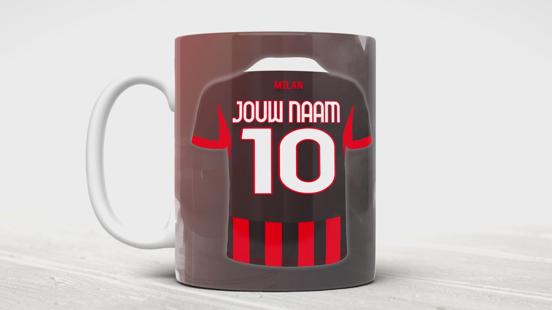 AC Milan mok met personalisatie - Eigen naam en rugnummer - Voetbal fan kado 