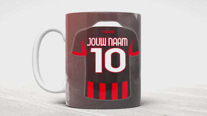 AC Milan mok met personalisatie - Eigen naam en rugnummer - Voetbal fan kado 