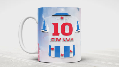 SC Heerenveen voetbal mok met naam - Voetbal mok met personalisatie - Voetbal fan cadeau