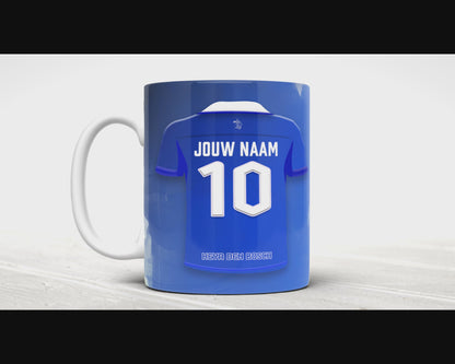 FC Den Bosch voetbal mok - Met personalisatie - Eigen naam en rugnummer - Keramiek voetbalmok