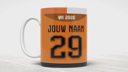 Nederlands Elftal Voetbal Mok Met Eigen Naam WK 2026 Cadeau