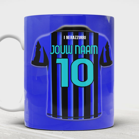 Inter Milan voetbal mok met naam - Inter Milan mok met personalisatie - Voetbal fan cadeau