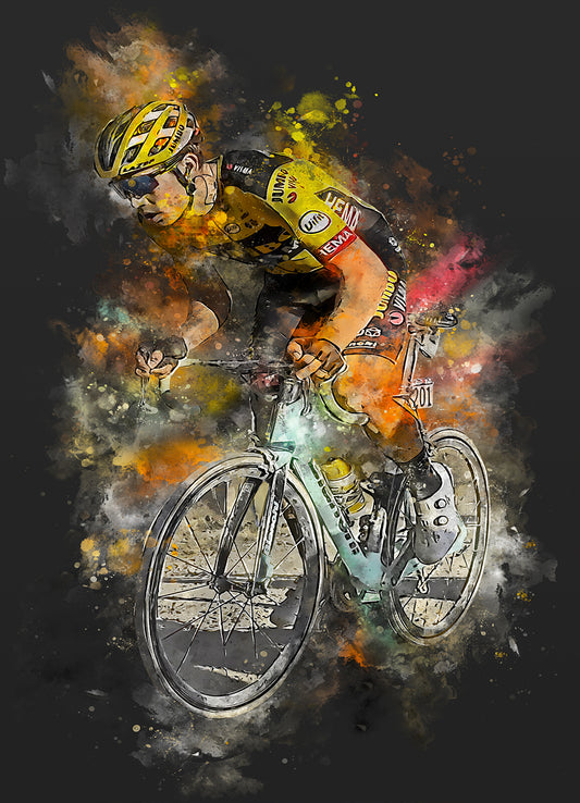 Van Aert Jumbo Visma poster met motiverend wielrenner ontwerp – ideaal voor fietsfanaten en wielrenners.