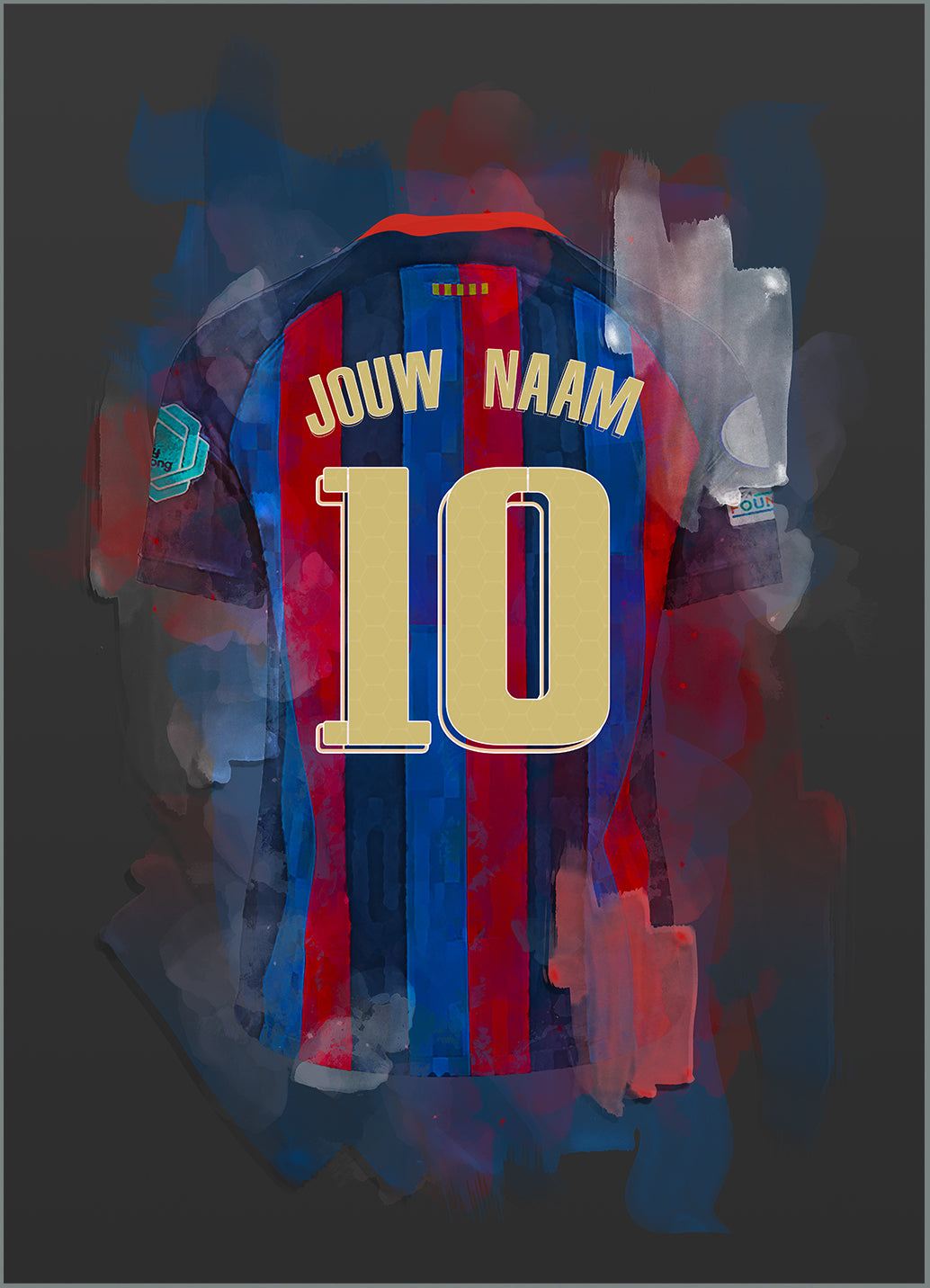 Barcelona voetbal poster - met eigen naam en rugnummer