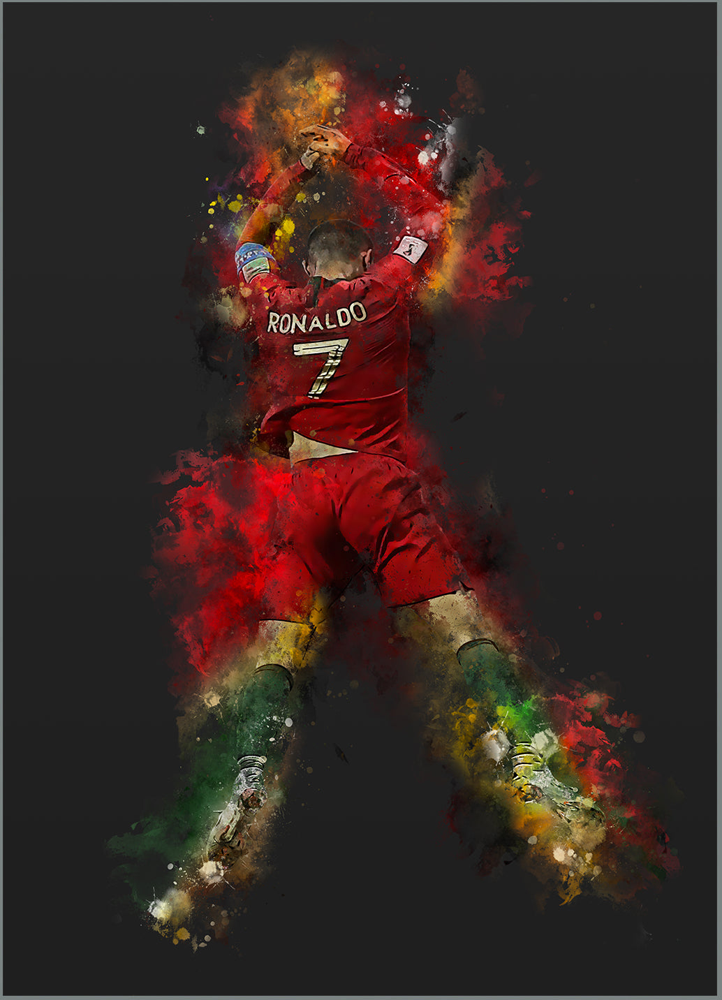 Ronaldo Zuu voetbal poster - Donkergrijs - Ronaldo goal - Wallofprints