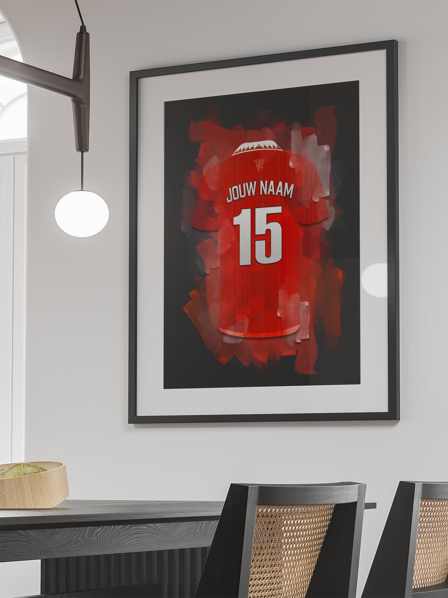Manchester United voetbal poster | Thuis | Gepersonaliseerde poster met eigen naam & rugnummer